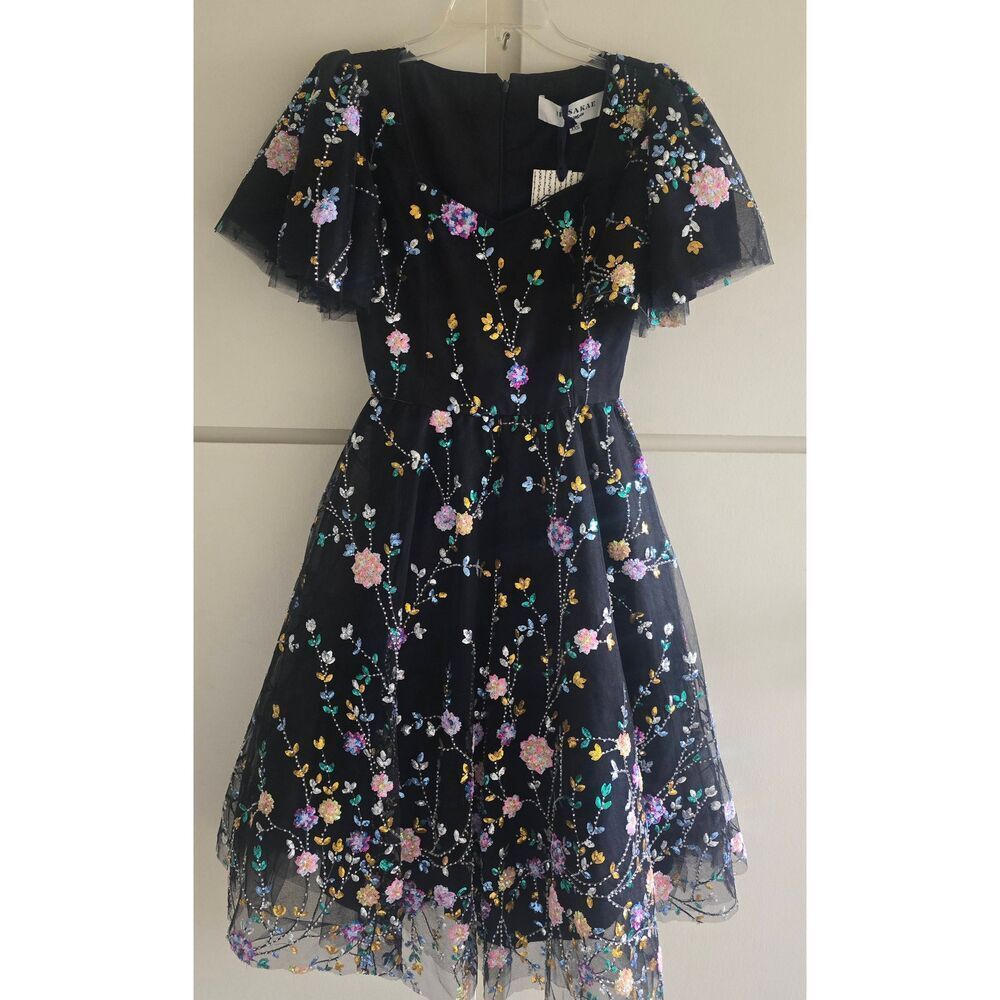 Jessakae Black Shimmer Dress, Blk Mesh/Tulle with All Over Beading, NWT, XXS